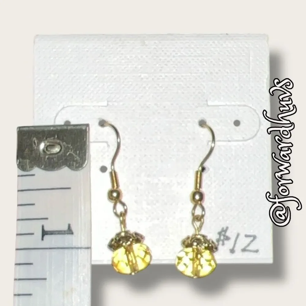 Bundle Sale 3 for $15 | Handcrafted Yellow Faceted Bead Dangle Earrings